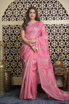 Shubh Lakshmi 2.0 ~ Handloom High Quality Pure Silk Saree in Light Pink and Silver (Silk Mark Certified)