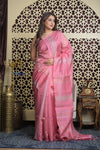 Shubh Lakshmi 2.0 ~ Handloom High Quality Pure Silk Saree in Light Pink and Silver (Silk Mark Certified)