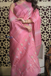 Shubh Lakshmi 2.0 ~ Handloom High Quality Pure Silk Saree in Light Pink and Silver (Silk Mark Certified)
