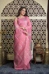 Shubh Lakshmi 2.0 ~ Handloom High Quality Pure Silk Saree in Light Pink and Silver (Silk Mark Certified)