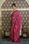 Shubh Lakshmi 2.0 ~ Handloom High Quality Pure Tussar Silk Saree in Magenta Pink (Silk Mark Certified)