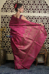 Shubh Lakshmi 2.0 ~ Handloom High Quality Pure Tussar Silk Saree in Magenta Pink (Silk Mark Certified)