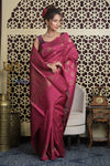 Shubh Lakshmi 2.0 ~ Handloom High Quality Pure Tussar Silk Saree in Magenta Pink (Silk Mark Certified)