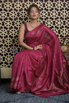 Shubh Lakshmi 2.0 ~ Handloom High Quality Pure Tussar Silk Saree in Magenta Pink (Silk Mark Certified)