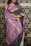 Shubh Lakshmi 2.0 ~ Handloom High Quality Pure Soft Silk Saree in Dark Green and Lilac (Silk Mark Certified)