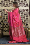 Shubh Lakshmi 2.0 ~ Handloom High Quality Pure Silk Dupion Saree in Dawn Light Pink(Silk Mark Certified)