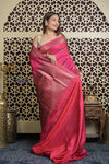 Shubh Lakshmi 2.0 ~ Handloom High Quality Pure Silk Dupion Saree in Dawn Light Pink(Silk Mark Certified)