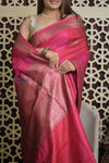 Shubh Lakshmi 2.0 ~ Handloom High Quality Pure Silk Dupion Saree in Dawn Light Pink(Silk Mark Certified)