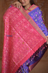 Shubh Lakshmi ~ Handloom Pure Silk Ikkat Patola Saree in Marine Blue and Pink (Silk Mark Certified)
