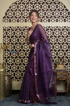 Shubh Lakshmi 2.0 ~ Designer Kota Saree with Mirror Work in Dark Purple