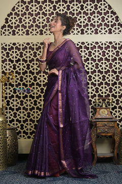 Shubh Lakshmi 2.0 ~ Designer Kota Saree with Mirror Work in Dark Purple