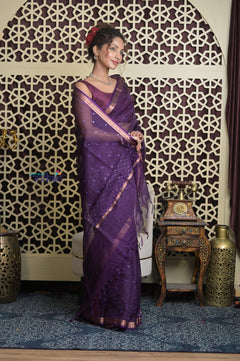 Shubh Lakshmi 2.0 ~ Designer Kota Saree with Mirror Work in Dark Purple