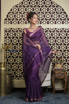 Shubh Lakshmi 2.0 ~ Designer Kota Saree with Mirror Work in Dark Purple