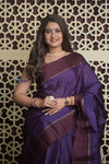 Shubh Lakshmi 2.0 ~ Handloom High Quality Pure Silk Saree in Dark Purple and Maroon (Silk Mark Certified)