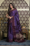 Shubh Lakshmi 2.0 ~ Handloom High Quality Pure Silk Saree in Dark Purple and Maroon (Silk Mark Certified)
