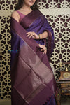 Shubh Lakshmi 2.0 ~ Handloom High Quality Pure Silk Saree in Dark Purple and Maroon (Silk Mark Certified)