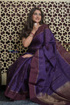 Shubh Lakshmi 2.0 ~ Handloom High Quality Pure Silk Saree in Dark Purple and Maroon (Silk Mark Certified)