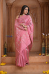 Shubh Lakshmi ~ Handloom Cotton Silk Saree in Blush Pink