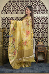 Shubh Lakshmi 2.0 ~ Handloom Pure Silk Saree in Sunlight Yellow (Silk Mark Certified)