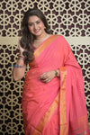 Shubh Lakshmi 2.0 ~ Handloom Pure Cotton Paithani With Double Pallu ~ Peach Pink