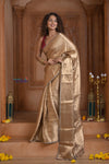 Shubh Lakshmi! Special ~ Handloom Pure Tissue Silk Saree in Champagne Gold (Silk Mark Certified)