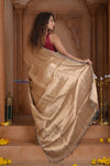 Shubh Lakshmi! Special ~ Handloom Pure Tissue Silk Saree in Champagne Gold (Silk Mark Certified)
