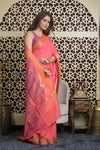 Shubh Lakshmi 2.0 ~ Handloom Pure Cotton Paithani With Double Pallu ~ Peach Pink