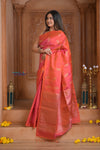 Shubh Lakshmi! Special ~ Handloom High Quality Pure Soft Silk Saree in Peach Pink (Silk Mark Certified)