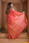 Shubh Lakshmi! Special ~ Handloom High Quality Pure Soft Silk Saree in Peach Pink (Silk Mark Certified)