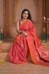 Shubh Lakshmi! Special ~ Handloom High Quality Pure Soft Silk Saree in Peach Pink (Silk Mark Certified)