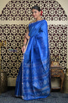 Shubh Lakshmi 2.0 ~ Handloom Pure Silk Soft Saree in Marine Blue (Silk Mark Certified)