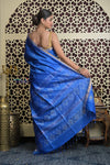 Shubh Lakshmi 2.0 ~ Handloom Pure Silk Soft Saree in Marine Blue (Silk Mark Certified)