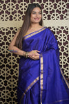 Shubh Lakshmi 2.0 ~ Handloom High Quality Pure Soft Silk Saree in Marine Blue (Silk Mark Certified)