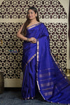 Shubh Lakshmi 2.0 ~ Handloom High Quality Pure Soft Silk Saree in Marine Blue (Silk Mark Certified)