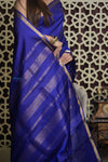 Shubh Lakshmi 2.0 ~ Handloom High Quality Pure Soft Silk Saree in Marine Blue (Silk Mark Certified)
