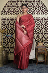 Shubh Lakshmi 2.0 ~ Handloom High Quality Pure Soft Silk Saree in Dark Maroon and Gold (Silk Mark Certified)