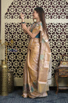 Shubh Lakshmi 2.0 ~ Handloom High Quality Pure Silk Tissue Saree in Champagne Gold (Silk Mark Certified)