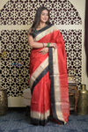 Shubh Lakshmi 2.0 ~ Handloom High Quality Pure Silk Saree in Red and Black (Silk Mark Certified)