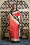 Shubh Lakshmi 2.0 ~ Handloom High Quality Pure Silk Saree in Red and Black (Silk Mark Certified)