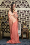 Shubh Lakshmi 2.0 ~ Handloom Pure Mysore Silk Crepe Saree in Peach (Silk Mark Certified)