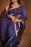 Shubh Lakshmi ~ Handloom High Quality Pure Soft Silk Kota Saree in Royal Blue (Silk Mark Certified)