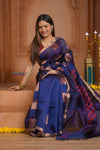 Shubh Lakshmi ~ Handloom High Quality Pure Soft Silk Kota Saree in Royal Blue (Silk Mark Certified)