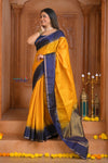 Shubh Lakshmi ~ Handloom High Quality Pure Soft Silk Saree in Yellow and Blue (Silk Mark Certified)