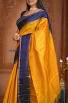 Shubh Lakshmi ~ Handloom High Quality Pure Soft Silk Saree in Yellow and Blue (Silk Mark Certified)