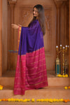 Shubh Lakshmi ~ Handloom Pure Mysore Silk Crepe Saree in Purple and Pink (Silk Mark Certified)