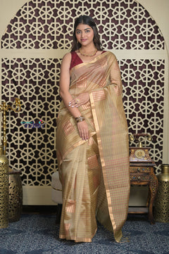 Shubh Lakshmi 2.0 ~ Handloom Designer Cotton Silk Saree in Sage Yellow
