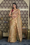 Shubh Lakshmi 2.0 ~ Handloom Designer Cotton Silk Saree in Sage Yellow