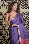Shubh Lakshmi 2.0 ~ Handloom High Quality Pure Silk Saree in Purple Orange (Silk Mark Certified)