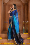 Shubh Lakshmi ~ Handloom High Quality Pure Soft Silk Saree in Shades of Blue (Silk Mark Certified)