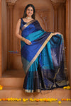 Shubh Lakshmi ~ Handloom High Quality Pure Soft Silk Saree in Shades of Blue (Silk Mark Certified)